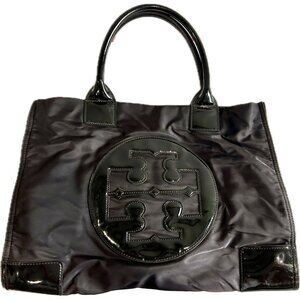 Tory Burch Ella Black Nylon Tote Shoulder Bag